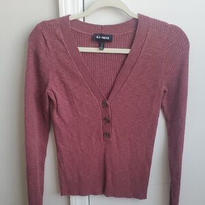 Express Mauve Ribbed Knit Top